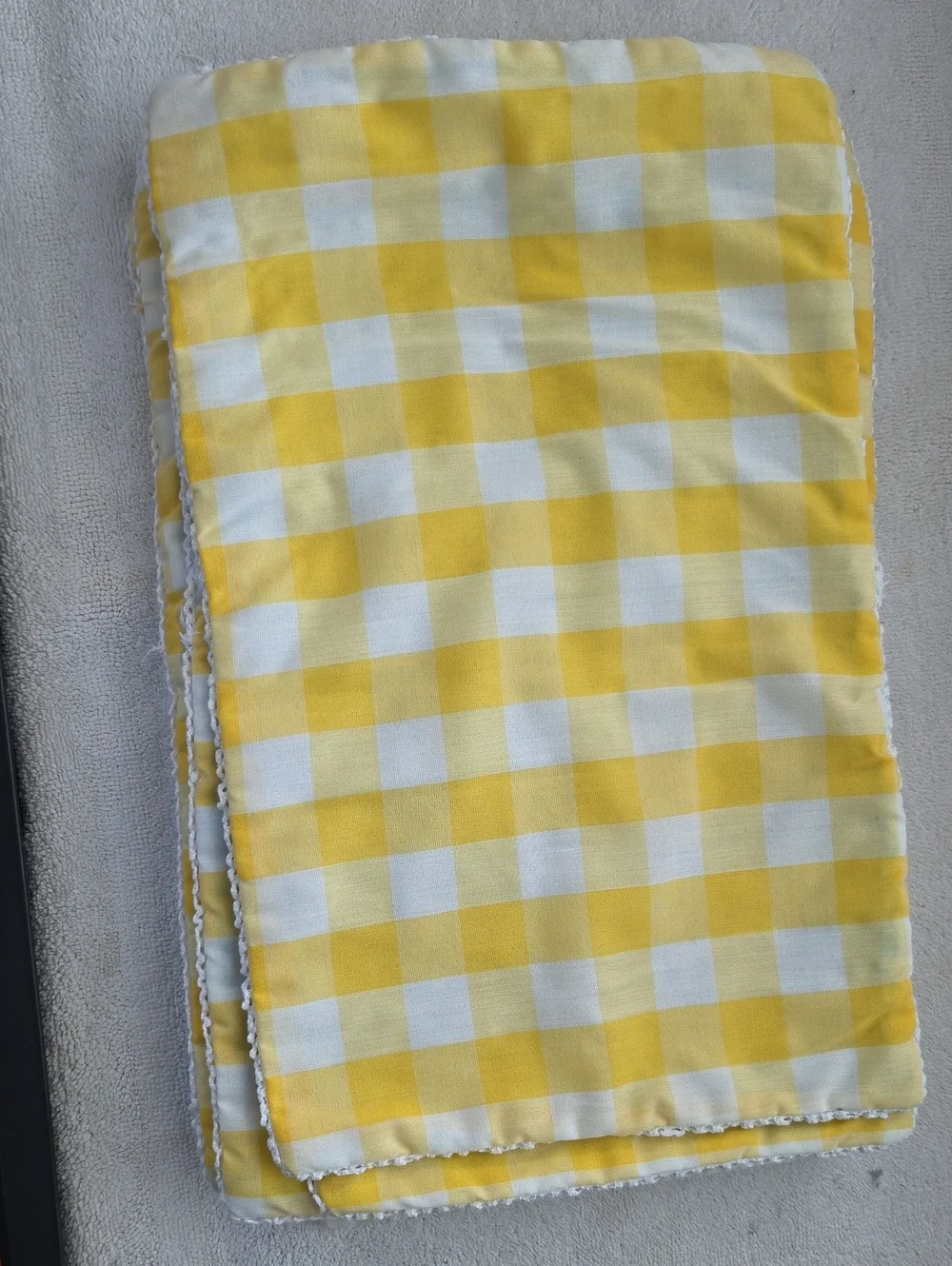 Set Of 6 Reversible Yellow and White, Blue And White Gingham Quilted Placemats